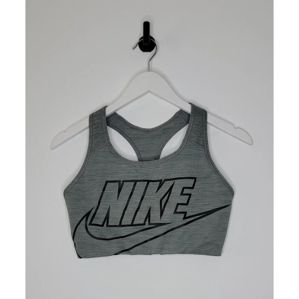 Nike Swoosh Futura Racerback Sports Bra Women's Size Large Gray /Black